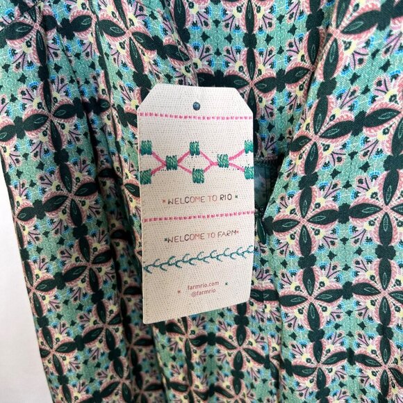 Anthropologie Farm Rio Small Honolulu Jumpsuit Floral Geometric Lightweight Flow - Picture 12 of 12